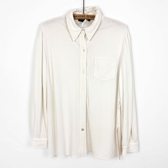 Franco Mirabelli Tops - Franco Mirabelli Vintage Off White Button Up Blouse Medium Preppy